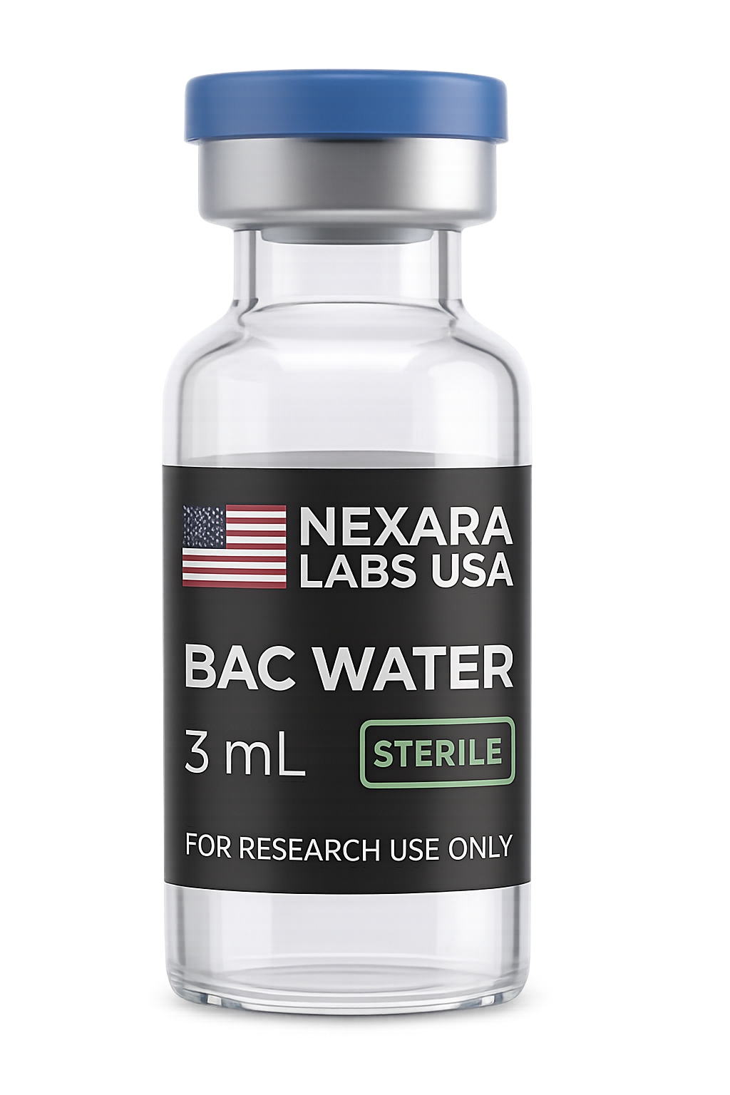 Bacteriostatic Water 3mL sterile multi-use research supply vial — Nexara Labs USA